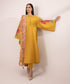 Women's Unstitched Cambric Embroidered Yellow 3 Piece Suit